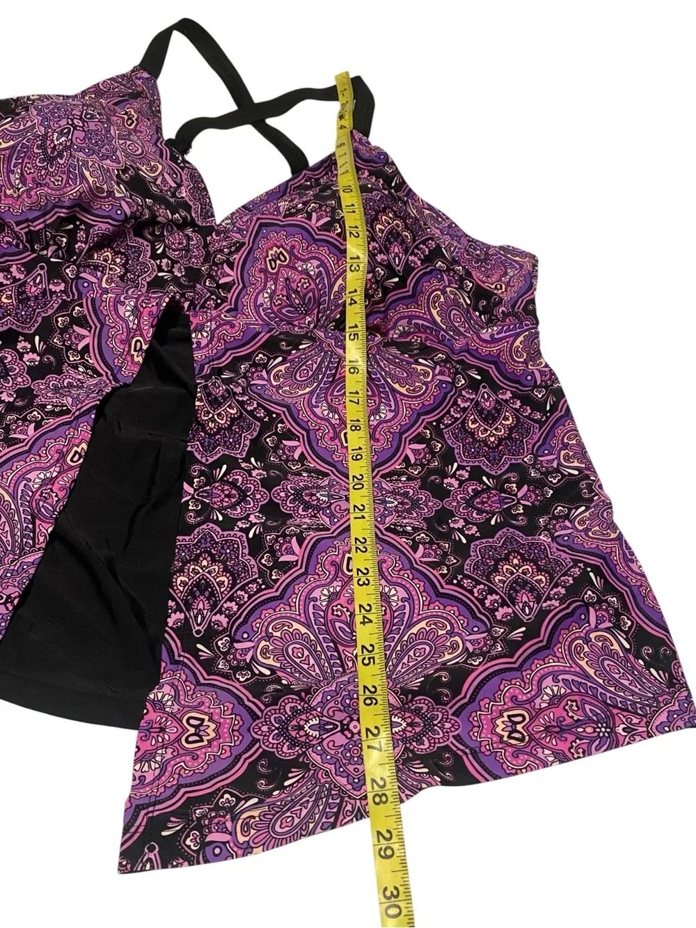 Catherines Tankini Women’s 24W Purple Paisley Wireless Lined Beach Resort Boho